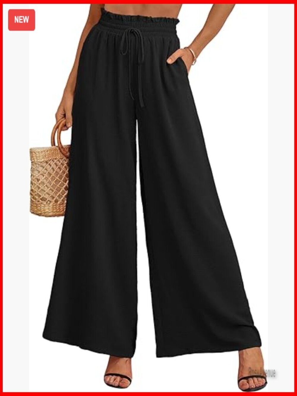Wide Leg Lounge Pants High Waisted Tie Knot Loose Trousers with Pockets